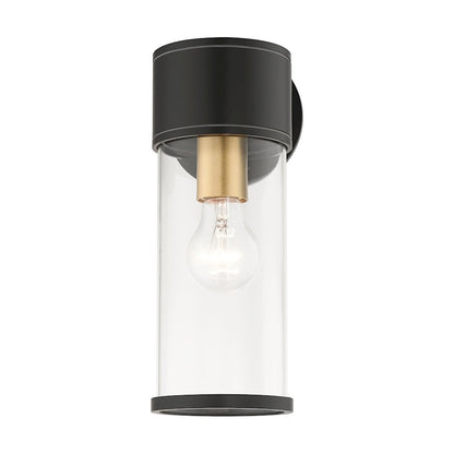 Livex Atlantic 1 Lt Outdoor Medium Wall Lantern, Bronze/Gold/Clear
