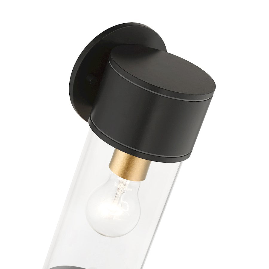 Livex Atlantic 1 Lt Outdoor Medium Wall Lantern, Bronze/Gold/Clear