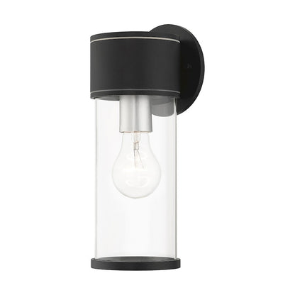 Livex Atlantic 1 Lt Outdoor Medium Wall Lantern, Black/Silver/Clear