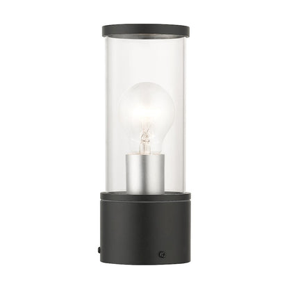Livex Atlantic 1 Lt Outdoor Small Post Top Lantern, Black/Silver