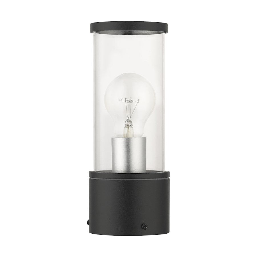 Livex Atlantic 1 Lt Outdoor Small Post Top Lantern, Black/Silver