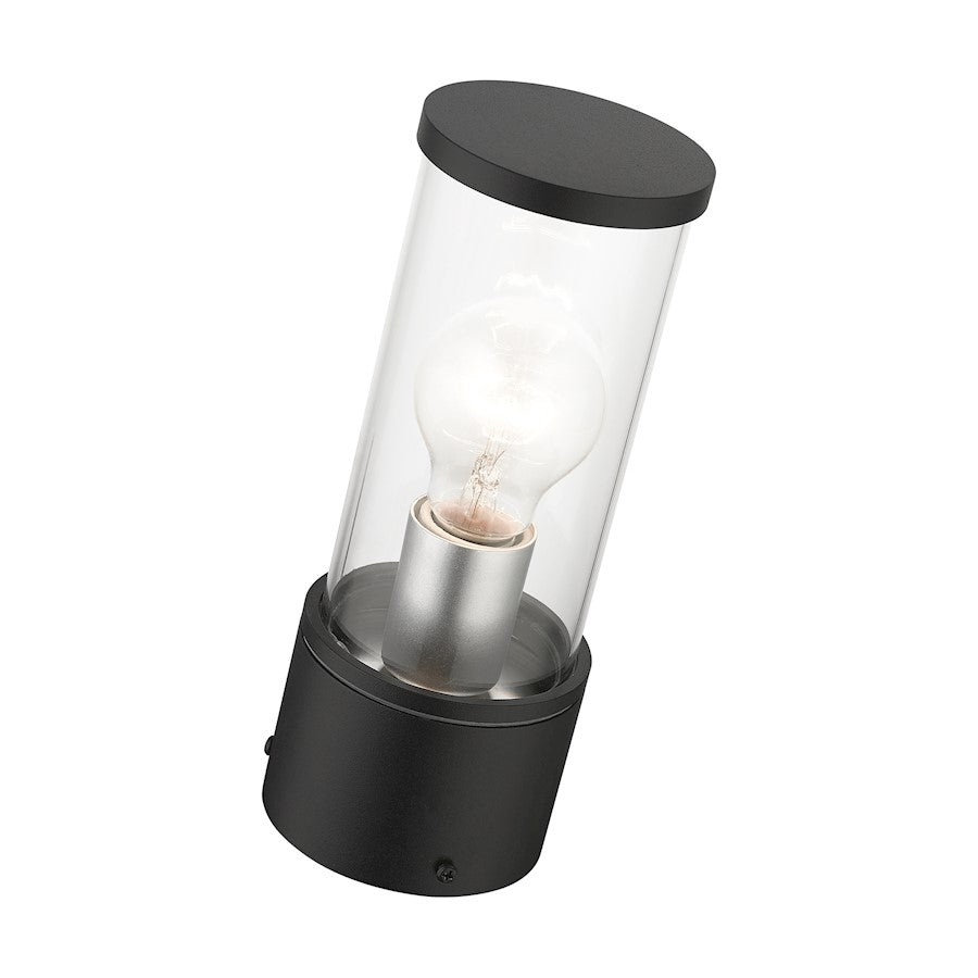 Livex Atlantic 1 Lt Outdoor Small Post Top Lantern, Black/Silver