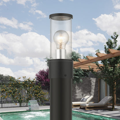 Livex Atlantic 1 Lt Outdoor Small Post Top Lantern, Black/Silver