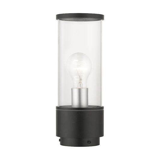 Livex Atlantic 1 Lt Outdoor Medium Post Top Lantern, Black/Silver