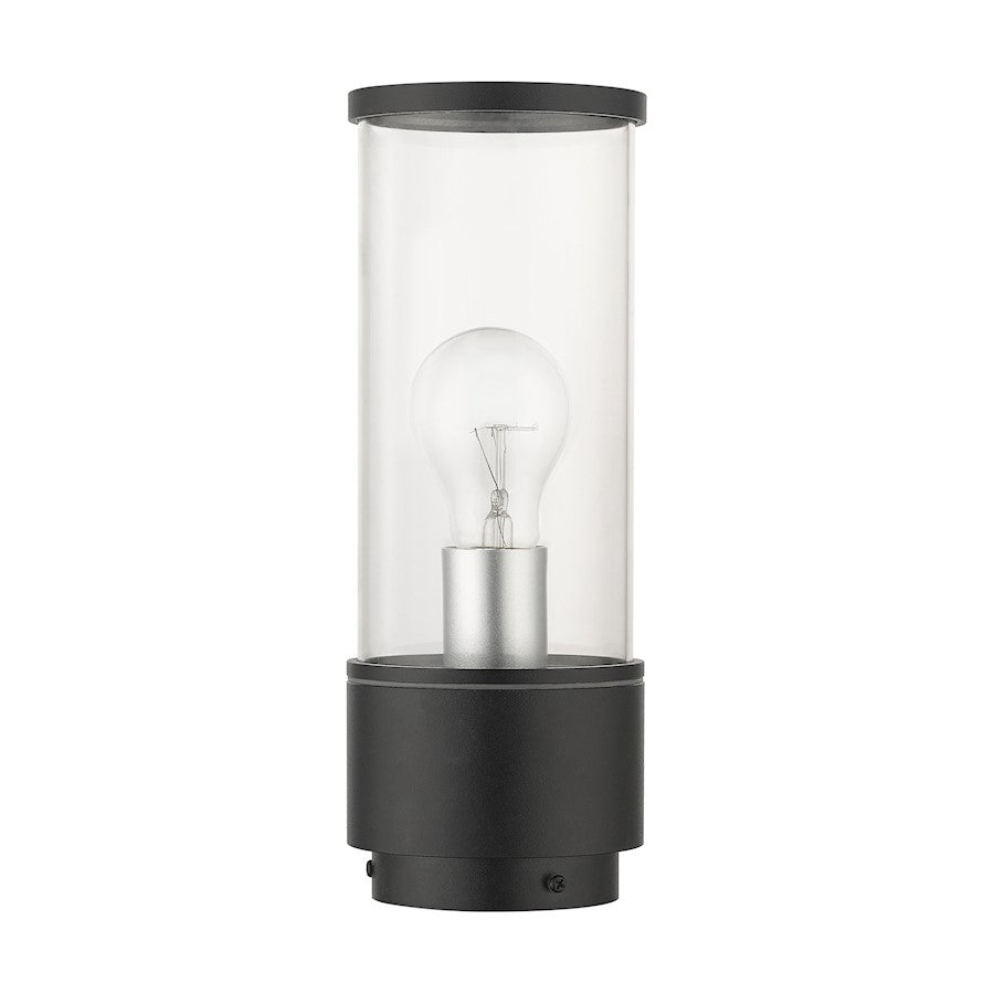 Livex Atlantic 1 Lt Outdoor Medium Post Top Lantern, Black/Silver
