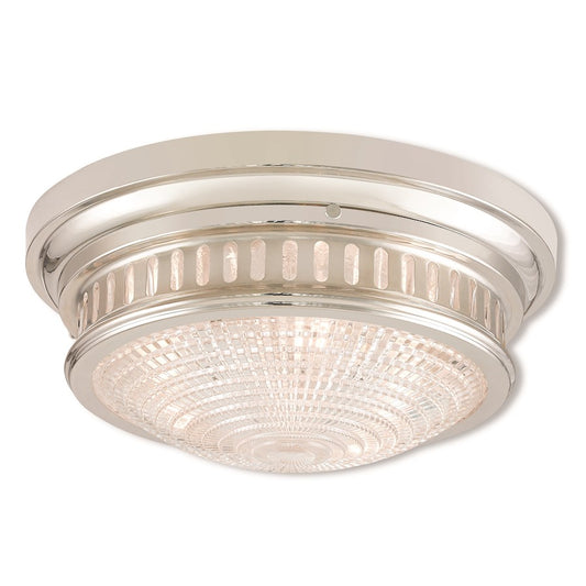 Livex Berwick 3 Light Ceiling Mount, Nickel/Clear Cut