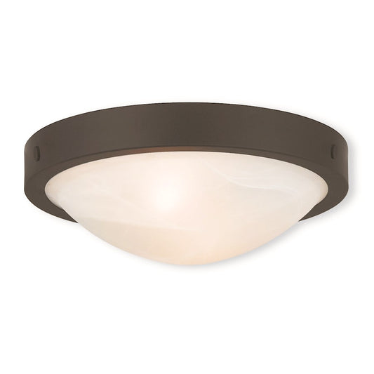 Livex New Brighton 12.25" 2 Light Ceiling Mount, Bronze/Alabaster