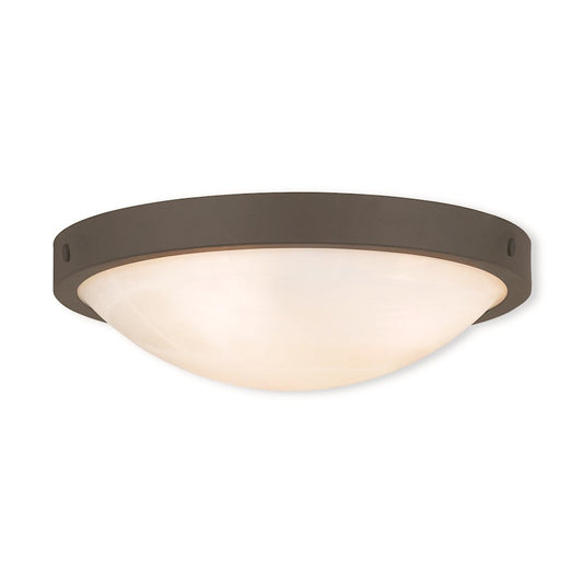 Livex New Brighton 3 Light Ceiling Mount, Bronze/Alabaster