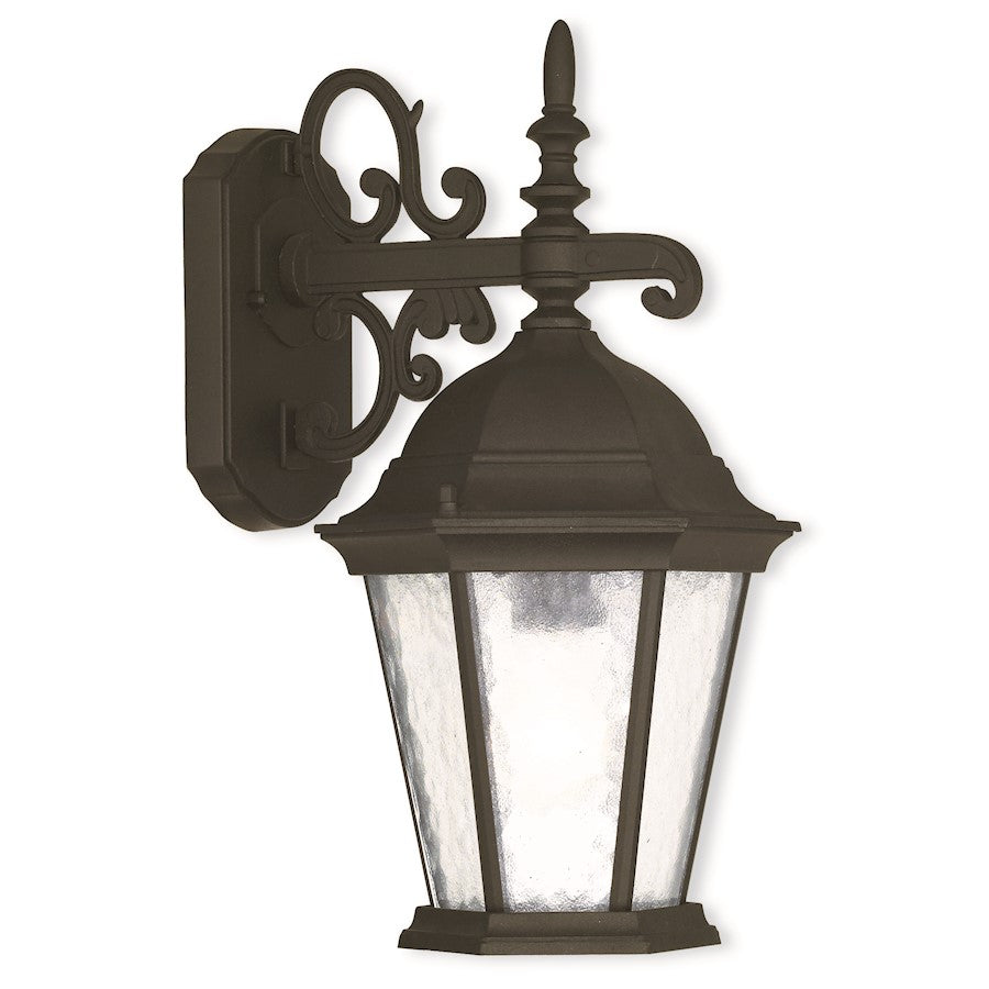 Livex Hamilton 15.25" 1 Light Outdoor Wall Lantern, Black/Clear Water