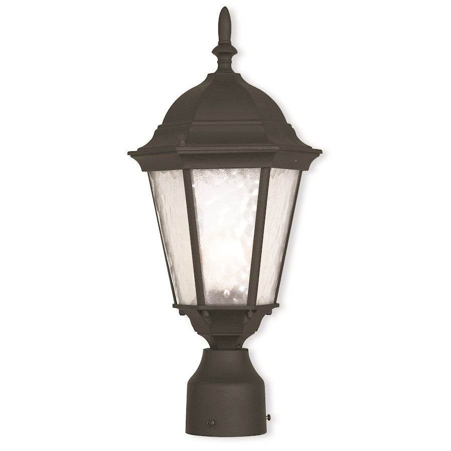 Livex Hamilton 1 Light Outdoor Post Top Lantern, Black/Clear Water