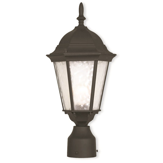 Livex Hamilton 1 Light Outdoor Post Top Lantern, Black/Clear Water