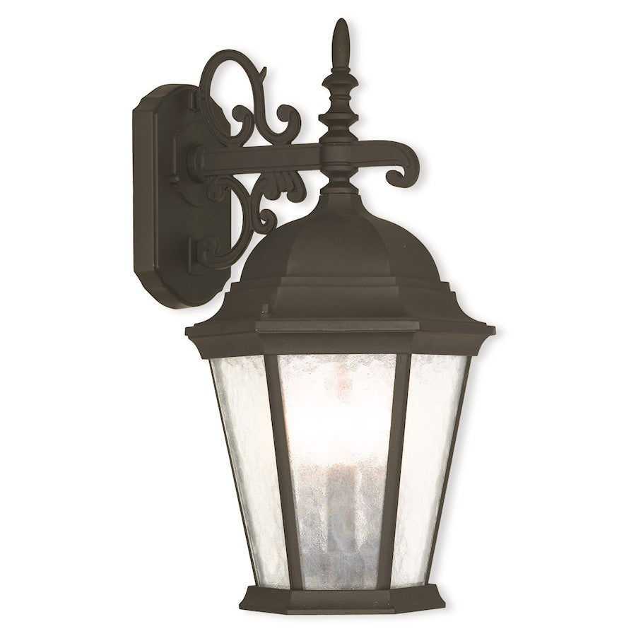 Livex Hamilton 18.5" 3 Light Outdoor Wall Lantern, Black/Clear Water