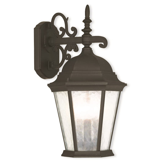 Livex Hamilton 18.5" 3 Light Outdoor Wall Lantern, Black/Clear Water