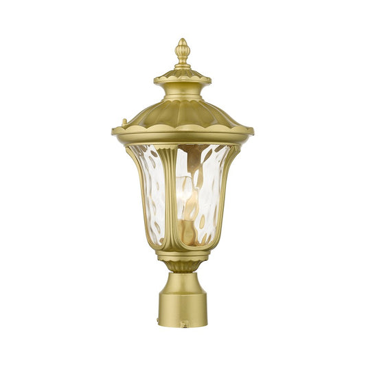 Livex Oxford 1 Lt Outdoor Med Post Top Lantern, Gold/Clear Water