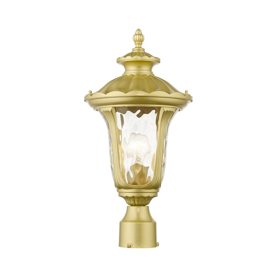 Livex Oxford 1 Lt Outdoor Med Post Top Lantern, Gold/Clear Water