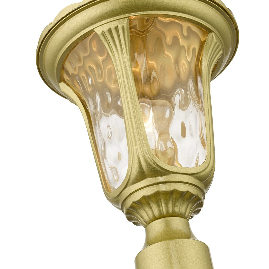 Livex Oxford 1 Lt Outdoor Med Post Top Lantern, Gold/Clear Water