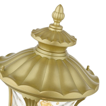 Livex Oxford 3 Lt Outdoor Large Post Top Lantern, Gold/Clear Water