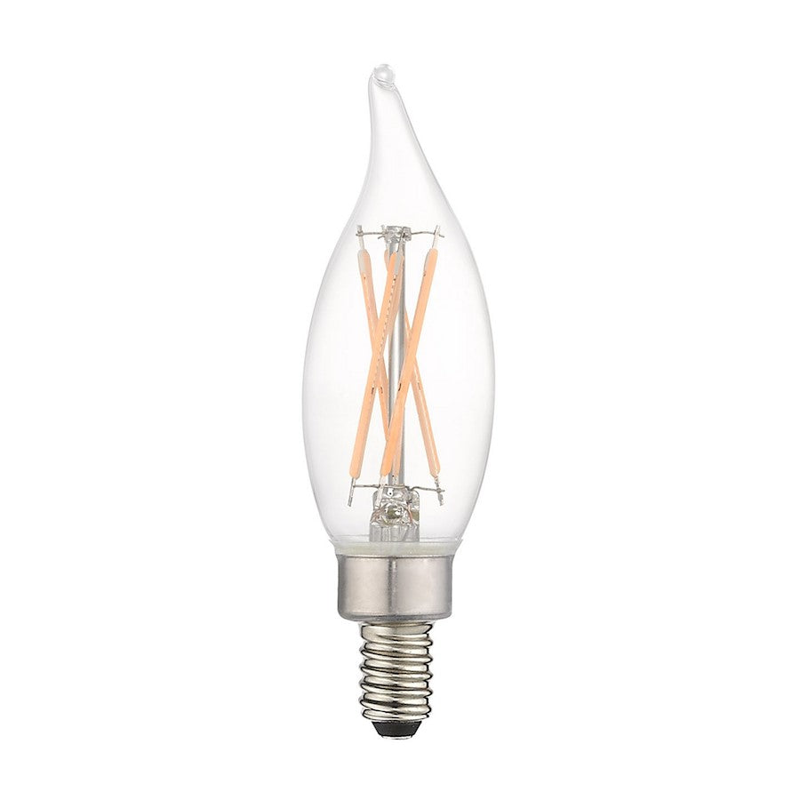 Livex Pack of 10, 4W, CA10 Flame Tip Filament LED Bulbs, Clear Glass