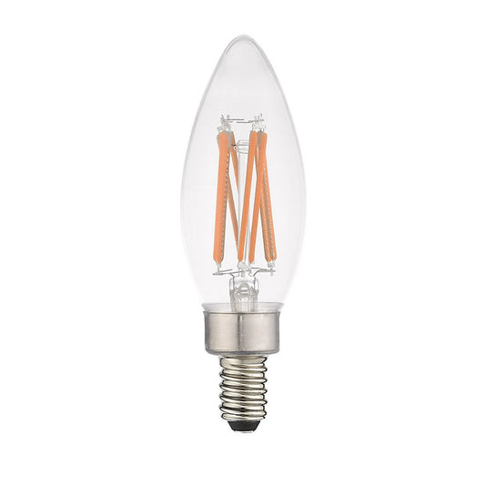 Livex Pack of 10, 5.3W, B10 Torpedo Filament LED Bulbs, Clear Glass