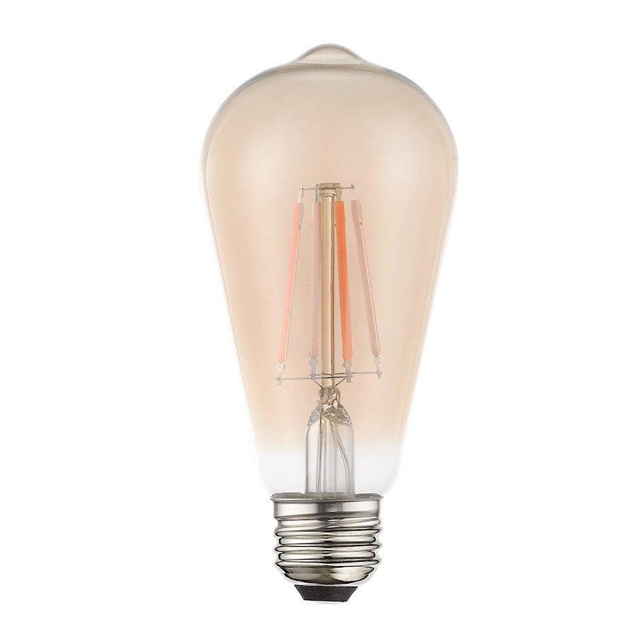 Livex Pack of 10, 4W, ST19 Edison Filament LED Bulbs, Amber Glass