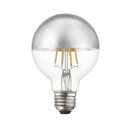 Livex Pack of 10, 7.7W, G25 Globe Filament LED Bulbs, Silver Top