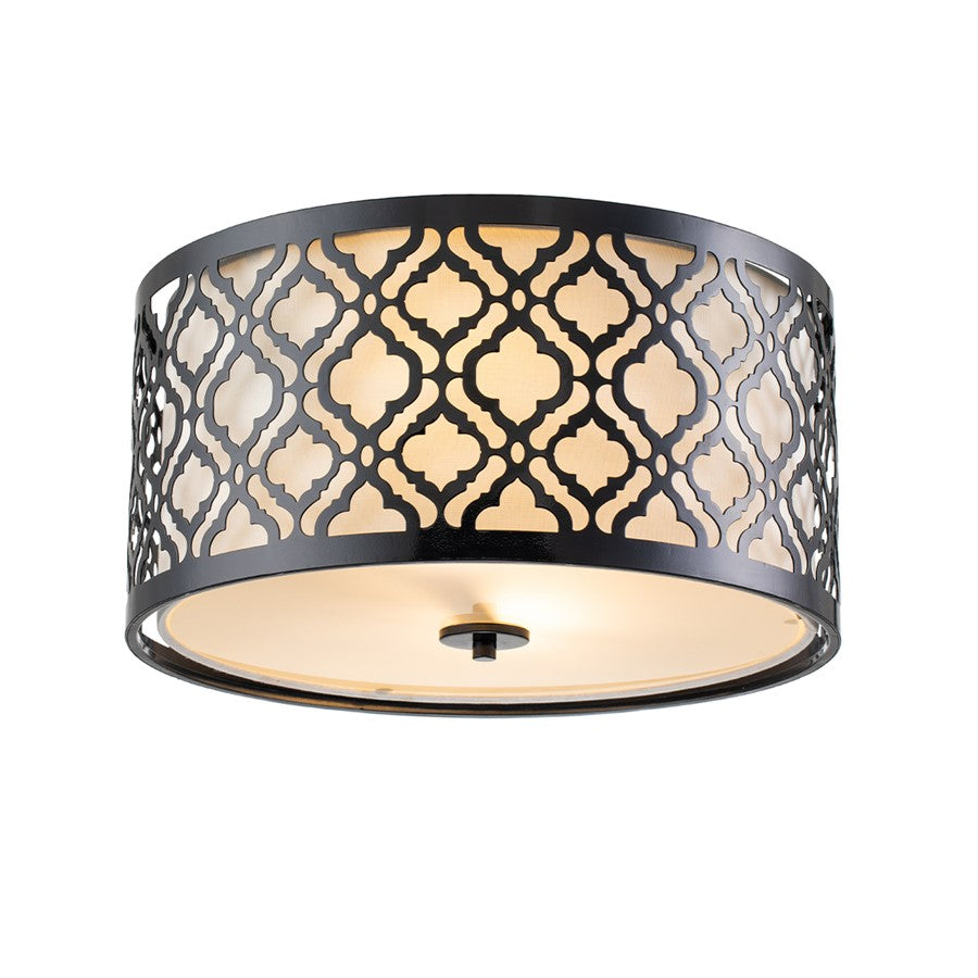 Lucas McKearn Arabella 2 Light Flush Mount, Black - GN-ARABELLA-F-BLK