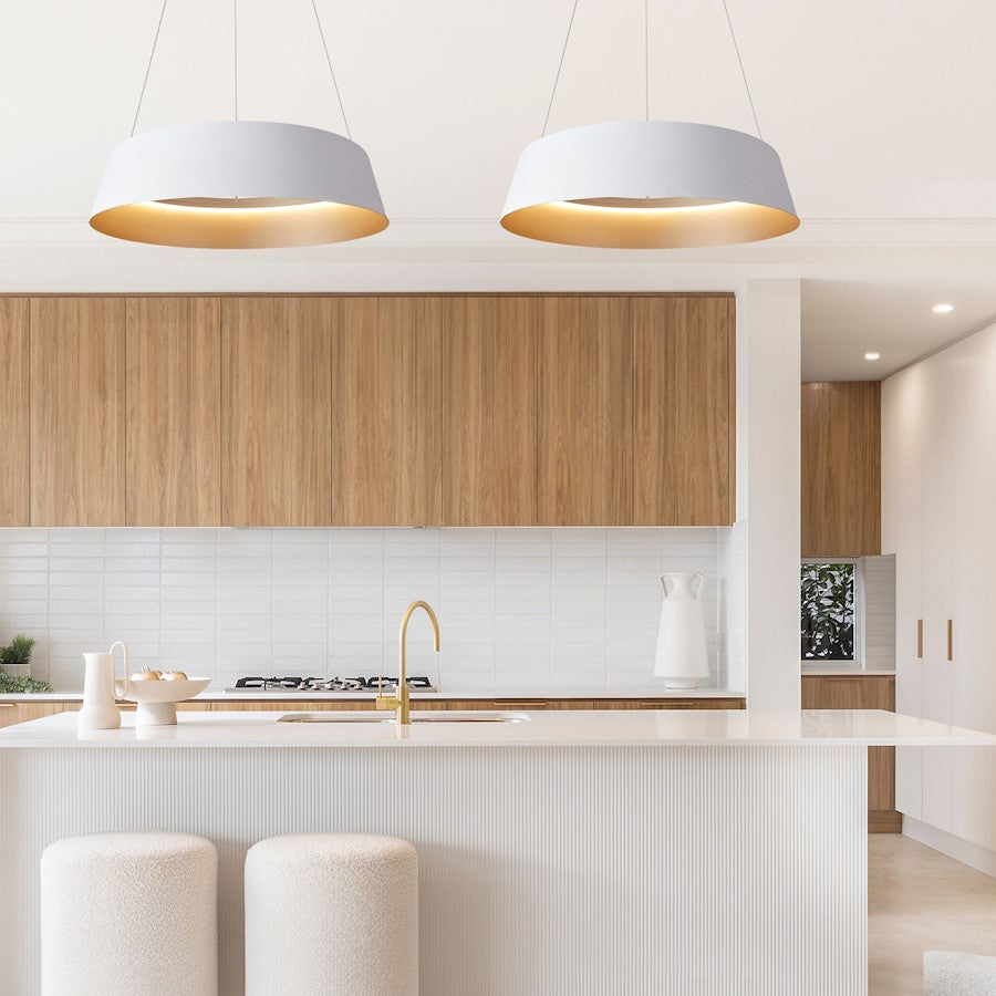 LED Pendant, White/Champagne