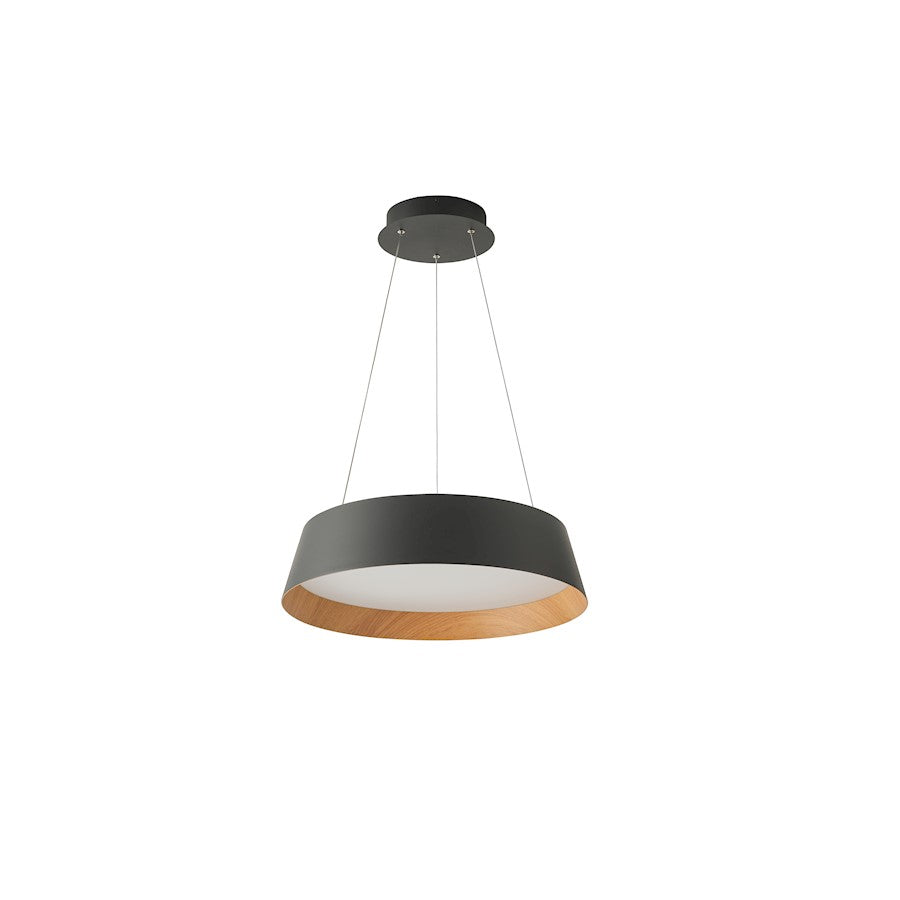 LED Pendant/38W, Black/Wood
