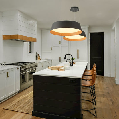 LED Pendant/38W, Black/Wood