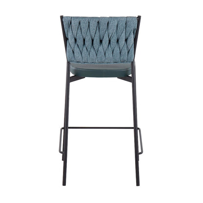 LumiSource Braided Tania Counter Stool Set of 2 | Contemporary Black Metal and Green Braided Fabric | Kitchen Island | Model B24-BRAIDTANIABKGN2