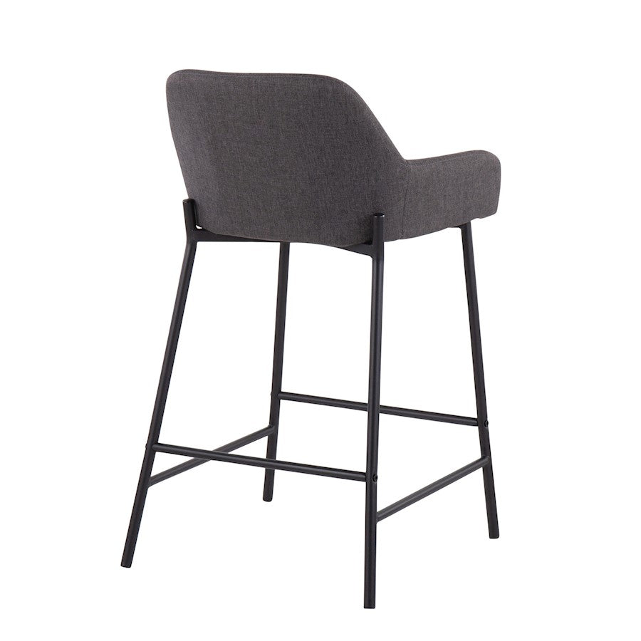 LumiSource Daniella Counter Stool Set of 2 | Black Metal & Charcoal Fabric | Industrial Kitchen Island & Breakfast Bar | Model B24-DNLA2BKCHAR2