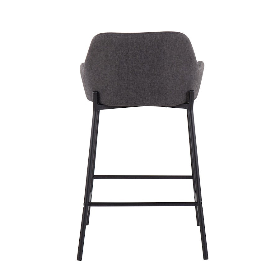 LumiSource Daniella Counter Stool Set of 2 | Black Metal & Charcoal Fabric | Industrial Kitchen Island & Breakfast Bar | Model B24-DNLA2BKCHAR2