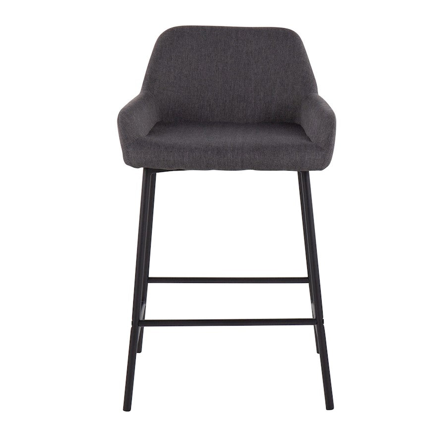 LumiSource Daniella Counter Stool Set of 2 | Black Metal & Charcoal Fabric | Industrial Kitchen Island & Breakfast Bar | Model B24-DNLA2BKCHAR2