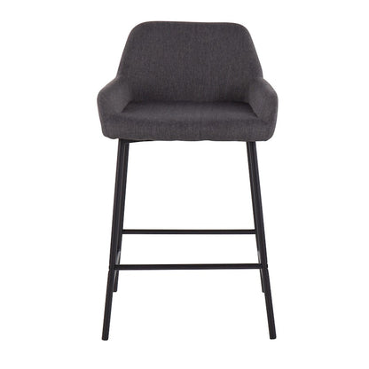 LumiSource Daniella Counter Stool Set of 2 | Black Metal & Charcoal Fabric | Industrial Kitchen Island & Breakfast Bar | Model B24-DNLA2BKCHAR2