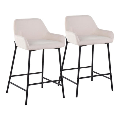 LumiSource Daniella 33in Counter Stool Set of 2 | Industrial Black Metal and Cream Fabric | Kitchen Island & Breakfast Bar | Model B24-DNLA2BKCR2