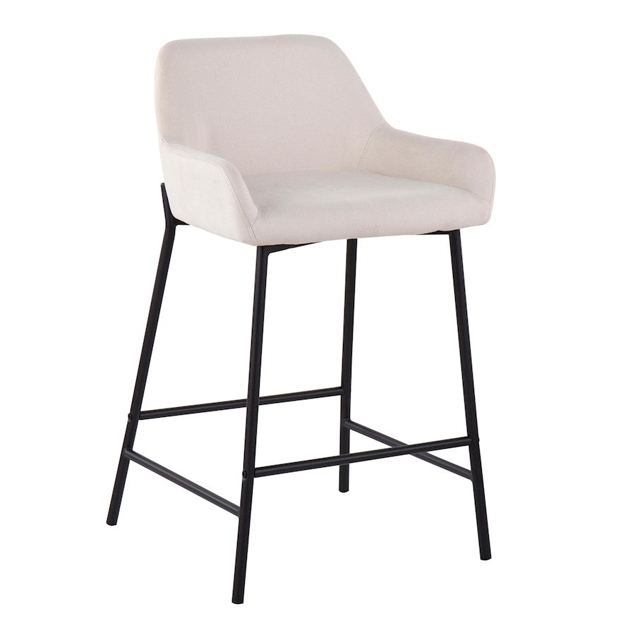 LumiSource Daniella 33in Counter Stool Set of 2 | Industrial Black Metal and Cream Fabric | Kitchen Island & Breakfast Bar | Model B24-DNLA2BKCR2
