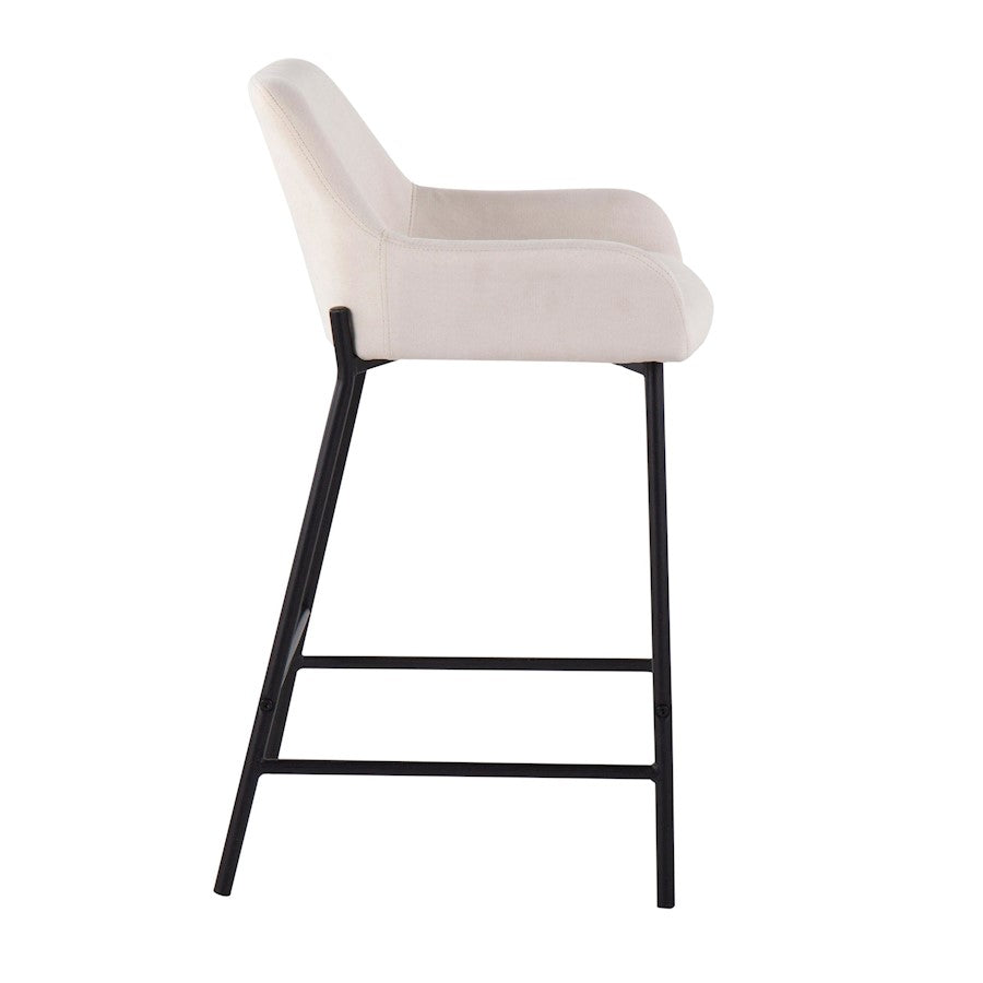 LumiSource Daniella 33in Counter Stool Set of 2 | Industrial Black Metal and Cream Fabric | Kitchen Island & Breakfast Bar | Model B24-DNLA2BKCR2