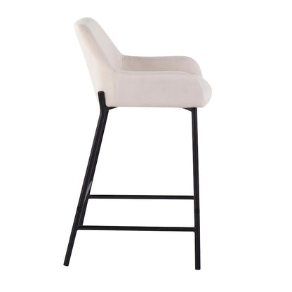 LumiSource Daniella 33in Counter Stool Set of 2 | Industrial Black Metal and Cream Fabric | Kitchen Island & Breakfast Bar | Model B24-DNLA2BKCR2