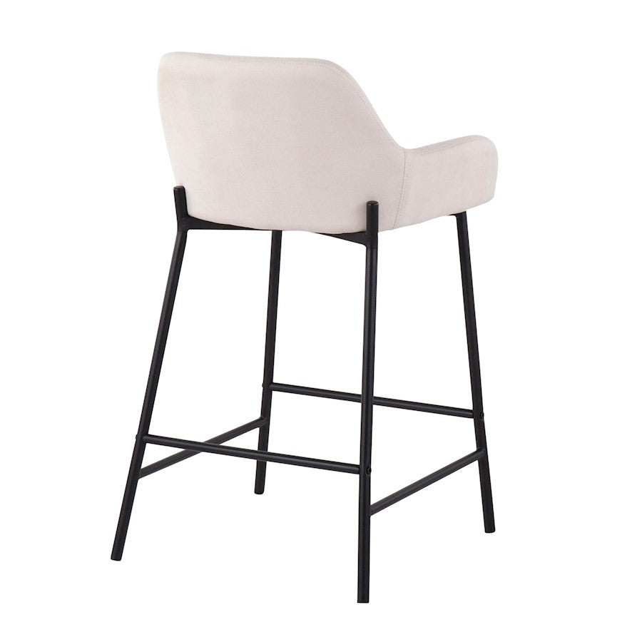 LumiSource Daniella 33in Counter Stool Set of 2 | Industrial Black Metal and Cream Fabric | Kitchen Island & Breakfast Bar | Model B24-DNLA2BKCR2