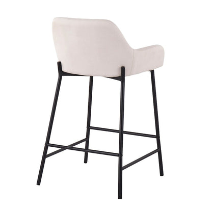 LumiSource Daniella 33in Counter Stool Set of 2 | Industrial Black Metal and Cream Fabric | Kitchen Island & Breakfast Bar | Model B24-DNLA2BKCR2