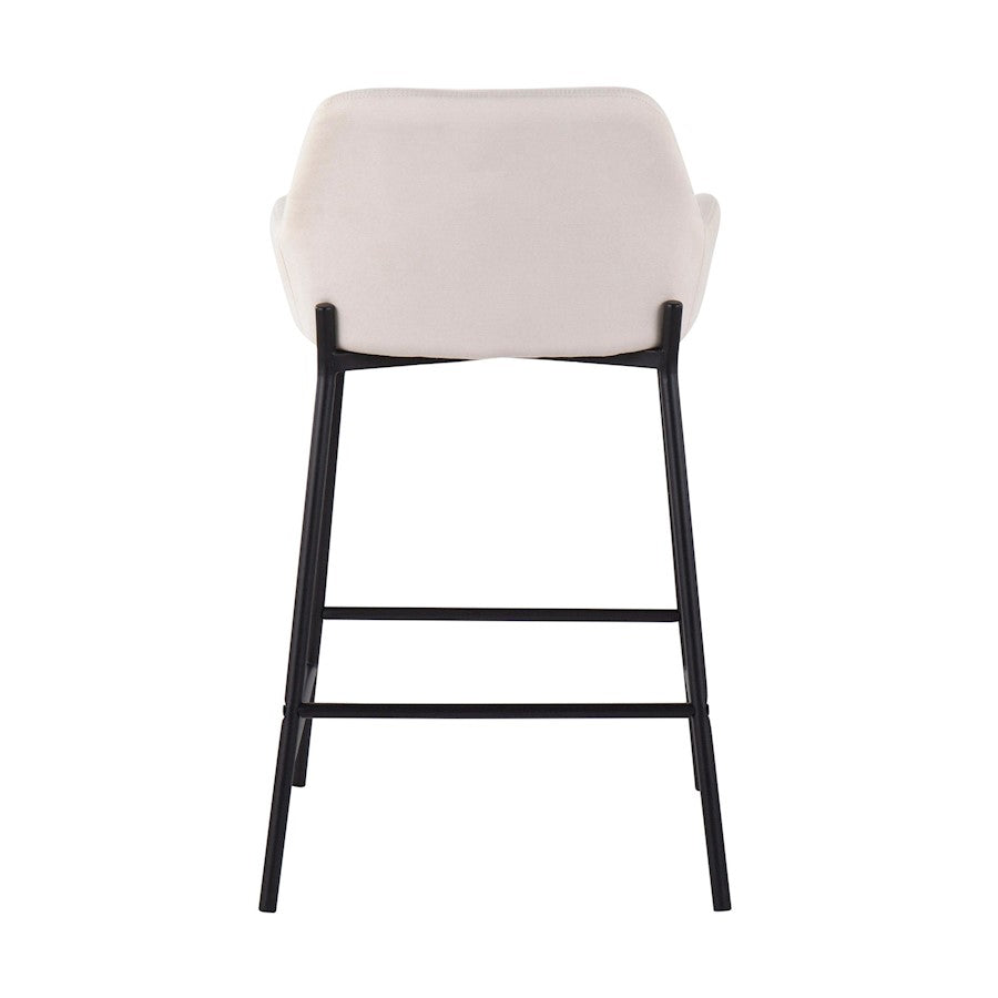 LumiSource Daniella 33in Counter Stool Set of 2 | Industrial Black Metal and Cream Fabric | Kitchen Island & Breakfast Bar | Model B24-DNLA2BKCR2