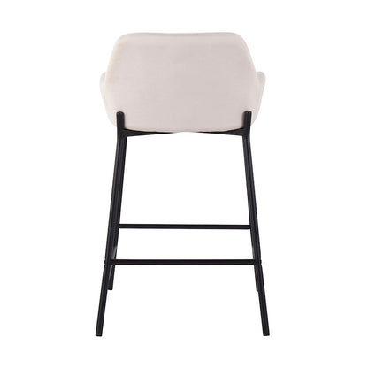 LumiSource Daniella 33in Counter Stool Set of 2 | Industrial Black Metal and Cream Fabric | Kitchen Island & Breakfast Bar | Model B24-DNLA2BKCR2