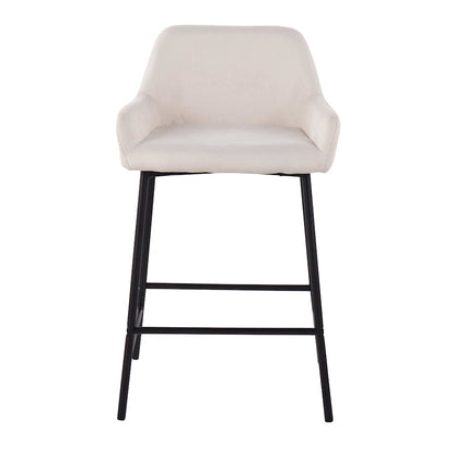 LumiSource Daniella 33in Counter Stool Set of 2 | Industrial Black Metal and Cream Fabric | Kitchen Island & Breakfast Bar | Model B24-DNLA2BKCR2