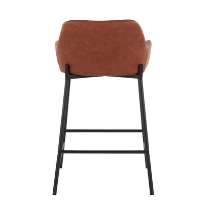 LumiSource Daniella 33in Counter Stool Set of 2 | Industrial Black Metal and Camel PU | Kitchen Island & Breakfast Bar | Model B24-DNLA2BKPUCAM2