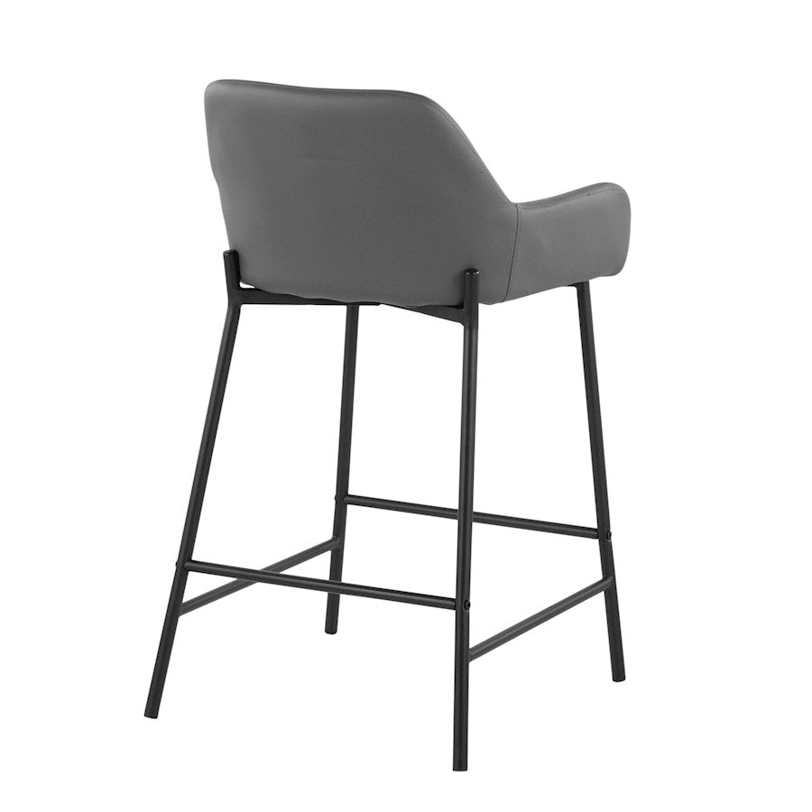 LumiSource Daniella 33in Counter Stool Set of 2 | Industrial Black Metal and Grey PU | Kitchen Island & Breakfast Bar | Model B24-DNLA2BKPUGY2