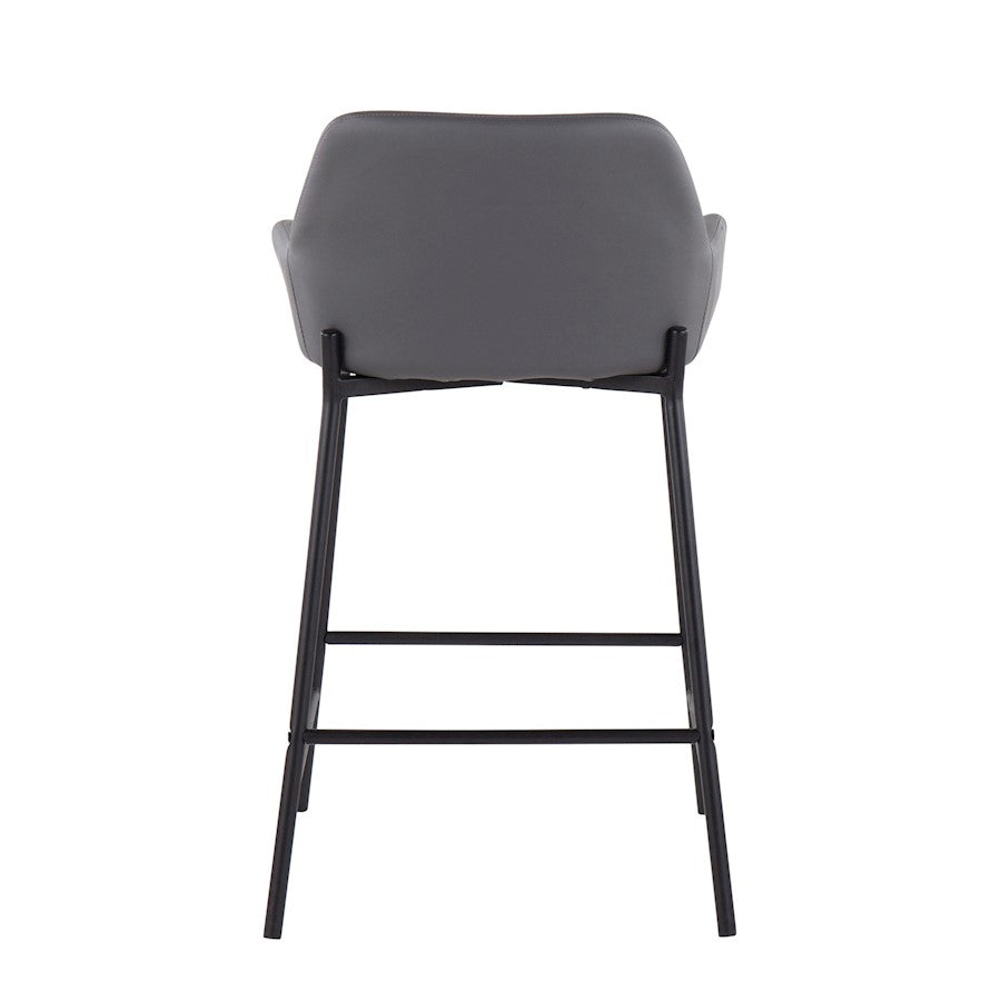 LumiSource Daniella 33in Counter Stool Set of 2 | Industrial Black Metal and Grey PU | Kitchen Island & Breakfast Bar | Model B24-DNLA2BKPUGY2