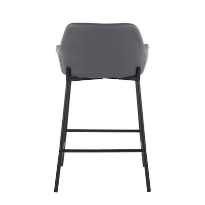 LumiSource Daniella 33in Counter Stool Set of 2 | Industrial Black Metal and Grey PU | Kitchen Island & Breakfast Bar | Model B24-DNLA2BKPUGY2