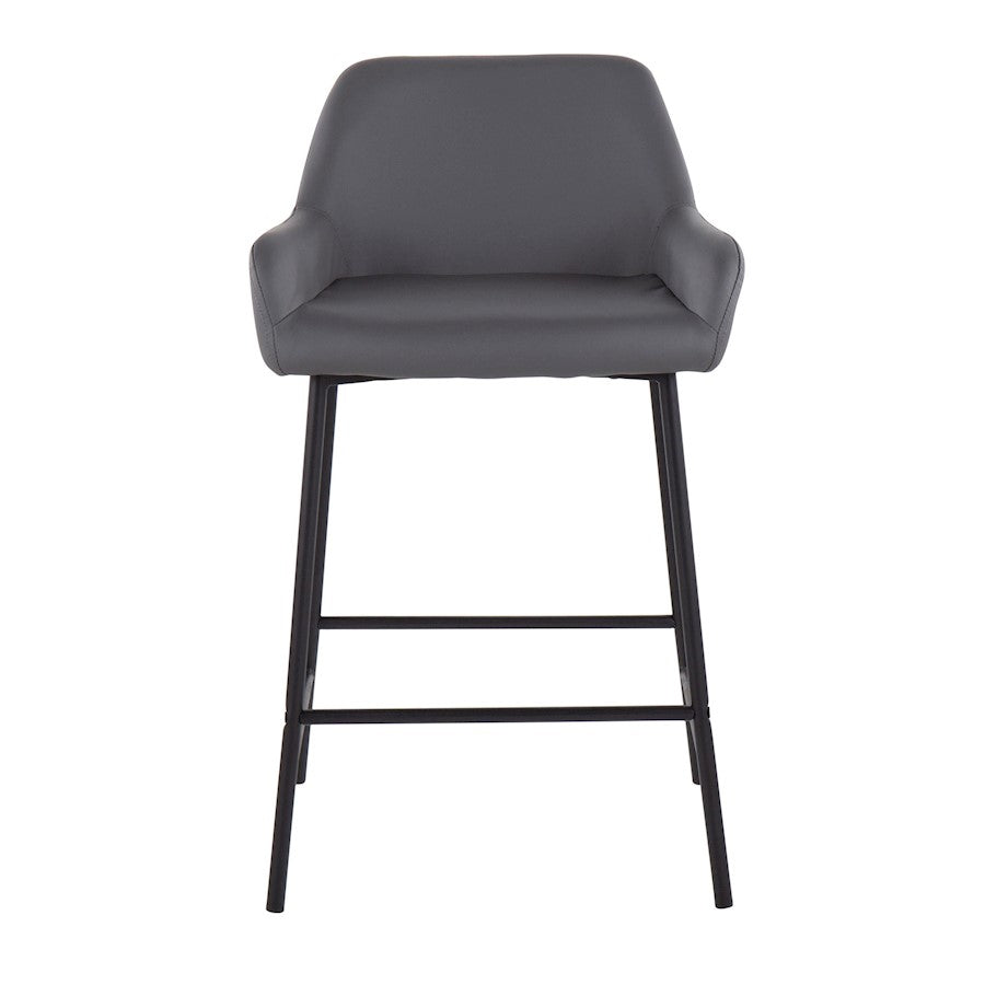 LumiSource Daniella 33in Counter Stool Set of 2 | Industrial Black Metal and Grey PU | Kitchen Island & Breakfast Bar | Model B24-DNLA2BKPUGY2