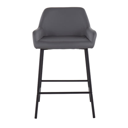 LumiSource Daniella 33in Counter Stool Set of 2 | Industrial Black Metal and Grey PU | Kitchen Island & Breakfast Bar | Model B24-DNLA2BKPUGY2