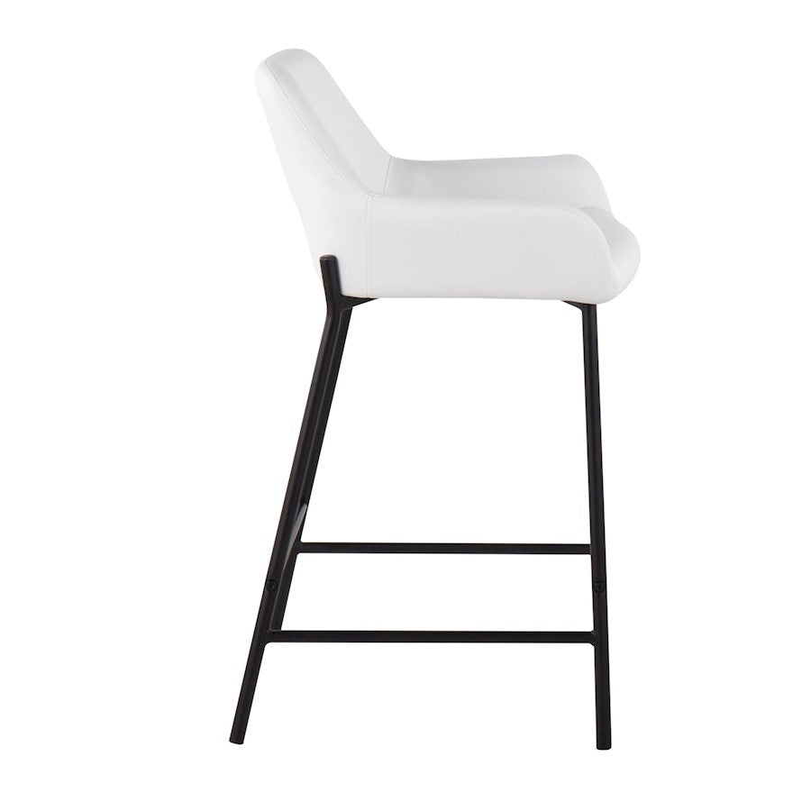 LumiSource Daniella 33in Counter Stool Set of 2 | Industrial Black Metal and White PU | Kitchen Island & Breakfast Bar | Model B24-DNLA2BKPUW2